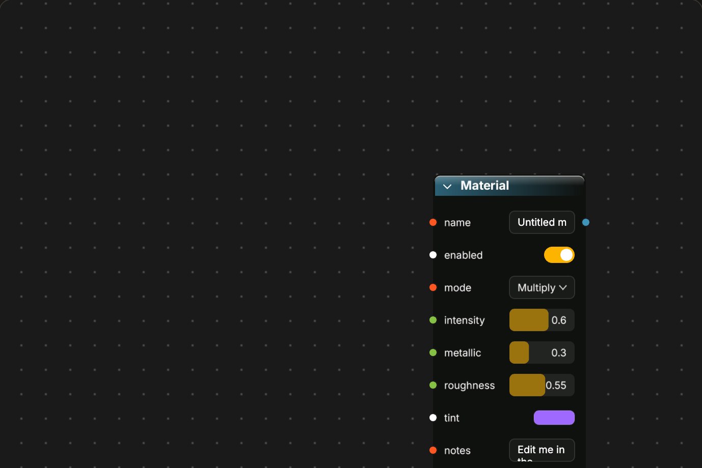 Properties sidebar